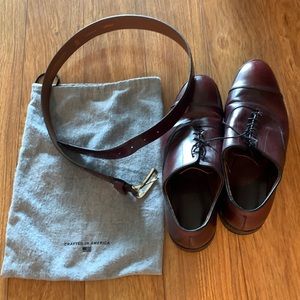 ALLEN EDMONDS OXBLOOD PARK AVENUE Leather Oxfords Dress Shoes Size 10 belt 36